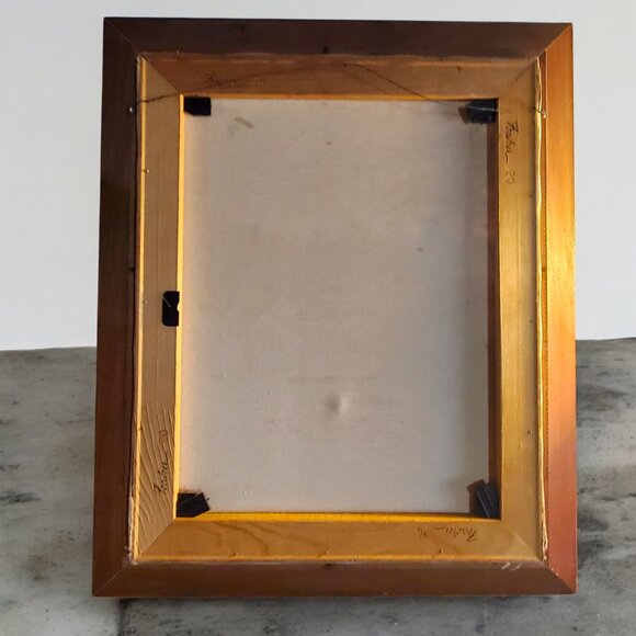 Vintage Original Oil On Canvas in Frame - Fall Lake Waterfall Scene - Signed - Picture 6 of 6